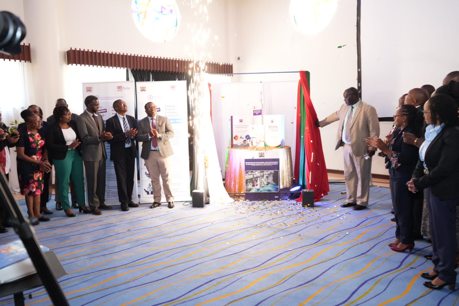 Stakeholders from the Ministry of Health launch new tools to tackle antimicrobial resistance during World Antimicrobial Awareness Week 2024 at the University of Nairobi.